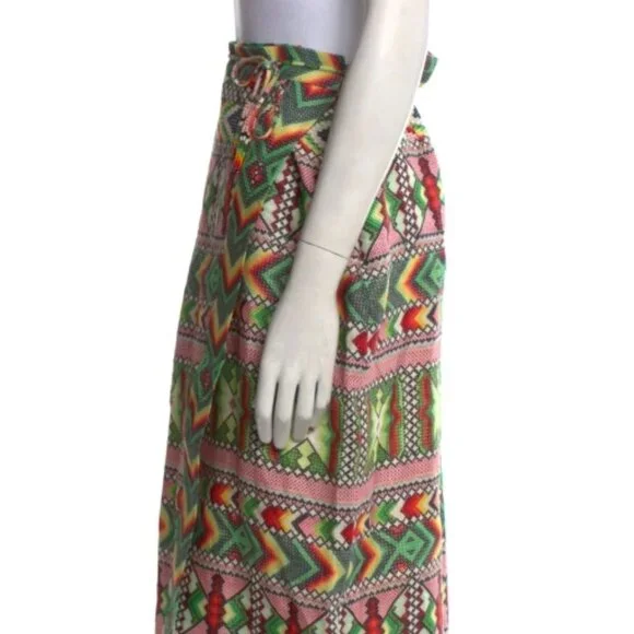 Farm Rio Yawanawa Amulet Multicolor Beaded Tassels Wrap Midi Skirt S (Orig.$210) - Picture 3 of 8